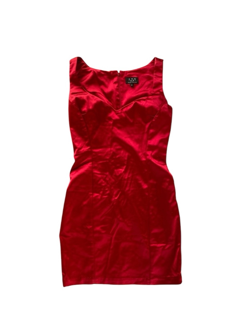 David Meister Red Satin Mini Dress